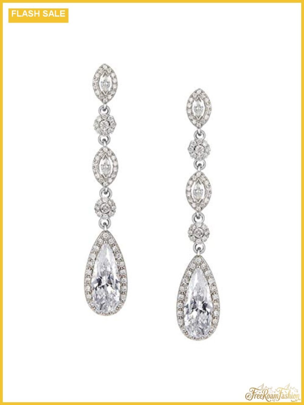 Pear-Shaped Crystal Chandelier Dangle Drop Earrings for Brides